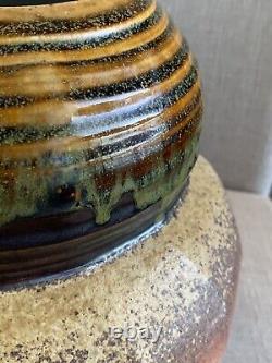 Vintage Studio Art Pottery Wood Fired Vase Urn Signed