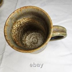 Vintage Studio Art Stoneware Pottery Signed Galloway 2 Mugs with Canister