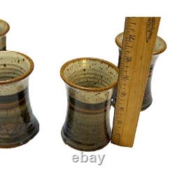 Vintage Studio Art Stoneware Pottery Wine Chiller and 4 Goblets Signed Canada