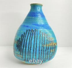 Vintage Studio Art Vase By Stephen Polchert Nebraska- Stunning Blue Glaze MCM