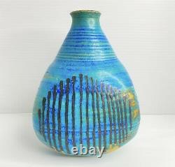 Vintage Studio Art Vase By Stephen Polchert Nebraska- Stunning Blue Glaze MCM