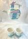 Vintage Studio Ceramic Art Pottery Quirky HOUSE & DOG Design TEAPOT Tea Cup Set