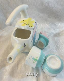 Vintage Studio Ceramic Art Pottery Quirky HOUSE & DOG Design TEAPOT Tea Cup Set