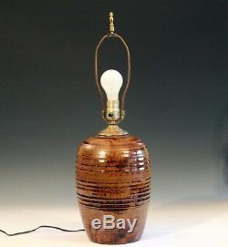 Vintage Studio Folk Southern Country Pottery Crock Lamp Signed