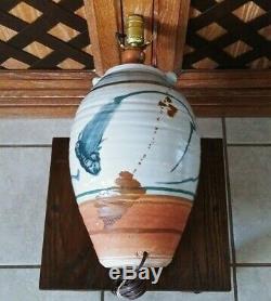 Vintage Studio MID Century Table Lamp Hand Thrown Crafted Pottery Stoneware