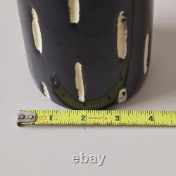 Vintage Studio Pottery 18 Bottle Vase Brutalist Black Cream Textured MCM Art