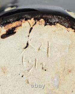 Vintage Studio Pottery 18 Bottle Vase Brutalist Black Cream Textured MCM Art