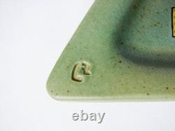 Vintage Studio Pottery 1980s Postmodern Ceramic Triangular Tray Signed LR