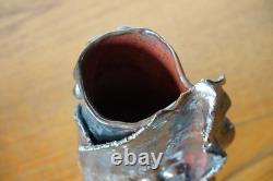 Vintage Studio Pottery Abstract Sculptural Vase Brutalist Art Ceramic Red Black