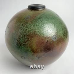 Vintage Studio Pottery Andrew Berends Large Raku Sphere Vessel 8.25h