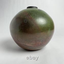 Vintage Studio Pottery Andrew Berends Large Raku Sphere Vessel 8.25h