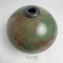 Vintage Studio Pottery Andrew Berends Large Raku Sphere Vessel 8.25h
