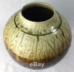 Vintage Studio Pottery Art Metallic Dripped Glazed Large Vase Pot Elliot 96