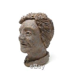 Vintage Studio Pottery Artisan Handmade Clay Male Bust Head Sculpture