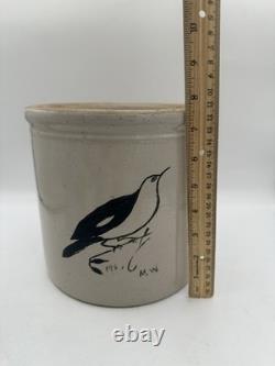 Vintage Studio Pottery Bird Crock Stoneware Planter M. W. Signed 1980 7.5