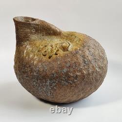 Vintage Studio Pottery Brutalist Organic Textured Face Vase Sculpture Abstract