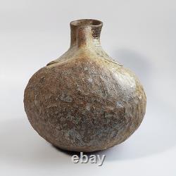 Vintage Studio Pottery Brutalist Organic Textured Face Vase Sculpture Abstract