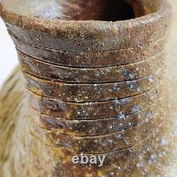 Vintage Studio Pottery Brutalist Organic Textured Face Vase Sculpture Abstract