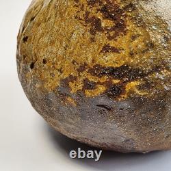 Vintage Studio Pottery Brutalist Organic Textured Face Vase Sculpture Abstract