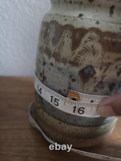 Vintage Studio Pottery Cannister Vase Utensil Holder Set Cork Tops Artist Stamp