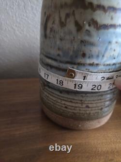 Vintage Studio Pottery Cannister Vase Utensil Holder Set Cork Tops Artist Stamp