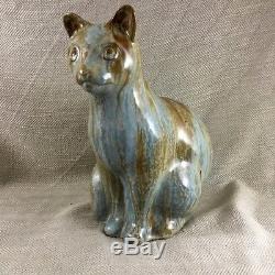 Vintage Studio Pottery Cat Figure Sculpture Hand Made Large British Ceramic Art