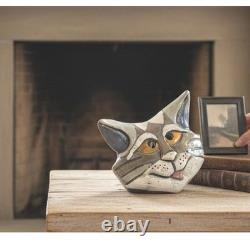 Vintage Studio Pottery Cat Head Sculpture Signed Eleanor Madonik 90s Whimsy Art