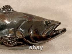 Vintage Studio Pottery Ceramic Fish Sculpture Signed Gordon 83 Handcrafted
