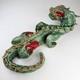 Vintage Studio Pottery Ceramic Green Dragon Large Figurine Hand Crafted 19