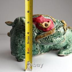 Vintage Studio Pottery Ceramic Green Dragon Large Figurine Hand Crafted 19