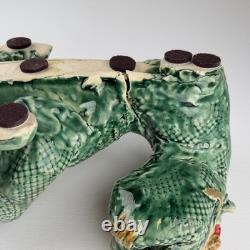 Vintage Studio Pottery Ceramic Green Dragon Large Figurine Hand Crafted 19