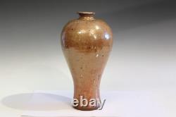 Vintage Studio Pottery Chinese Meiping Form Ikebana Stoneware Wood Ash Glaze 12