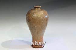 Vintage Studio Pottery Chinese Meiping Form Ikebana Stoneware Wood Ash Glaze 12