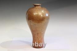 Vintage Studio Pottery Chinese Meiping Form Ikebana Stoneware Wood Ash Glaze 12