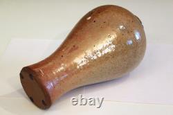 Vintage Studio Pottery Chinese Meiping Form Ikebana Stoneware Wood Ash Glaze 12