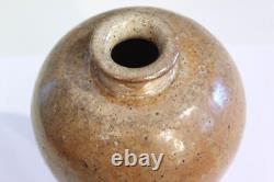 Vintage Studio Pottery Chinese Meiping Form Ikebana Stoneware Wood Ash Glaze 12