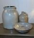 Vintage Studio Pottery Crock Jug Bowl Set Salt Glaze Rustic Decor