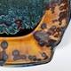 Vintage Studio Pottery Deep Amber & Teal Crystalline Glaze Ceramic Platter