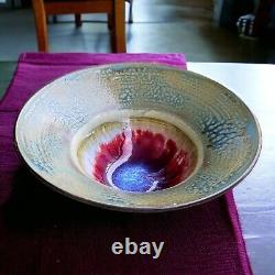 Vintage Studio Pottery Drip Glaze Centerpiece Bowl 12x6 Signed S. Pears 1992