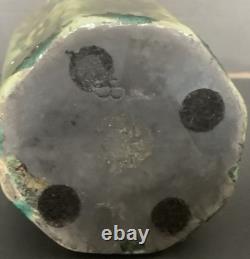 Vintage Studio Pottery Drip Glaze Vase 10.25 Tall Signed SS Crazing Ceramic