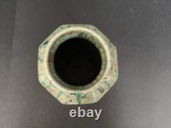 Vintage Studio Pottery Drip Glaze Vase 10.25 Tall Signed SS Crazing Ceramic