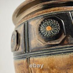 Vintage Studio Pottery Egyptian Revival Art Deco Vase Copper Glaze Urn -Signed