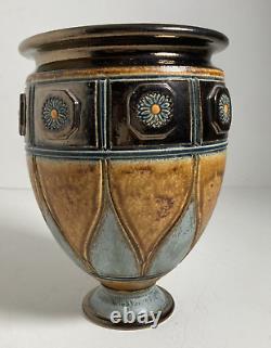 Vintage Studio Pottery Egyptian Revival Art Deco Vase Copper Glaze Urn -Signed