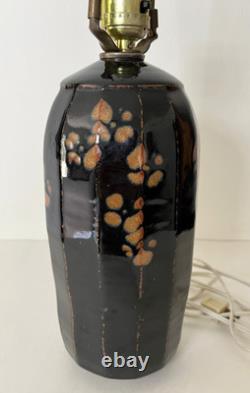 Vintage Studio Pottery Faceted Stoneware Table Lamp