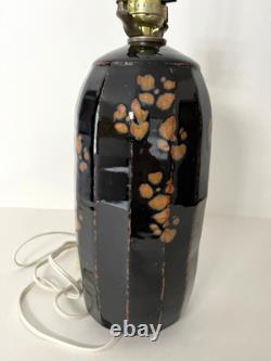 Vintage Studio Pottery Faceted Stoneware Table Lamp