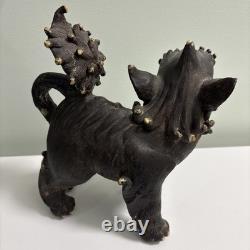 Vintage Studio Pottery Guardian Dog Foo Dog Brown Ceramic Figure