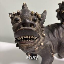Vintage Studio Pottery Guardian Dog Foo Dog Brown Ceramic Figure