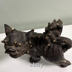 Vintage Studio Pottery Guardian Dog Foo Dog Brown Ceramic Figure