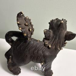 Vintage Studio Pottery Guardian Dog Foo Dog Brown Ceramic Figure