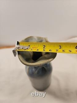 Vintage Studio Pottery Gunny Sack Vase Signed Canada 1970's Blue Grey Gray Glaze